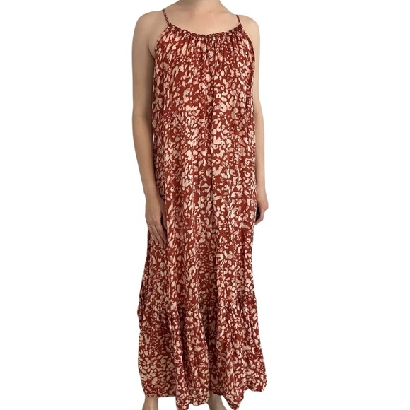 Anthropologie Flounced Maxi Dress Lounge Oversized Boho Tank Summer Size Medium - Picture 1 of 7